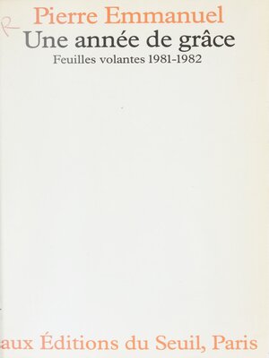 cover image of Une année de grâce